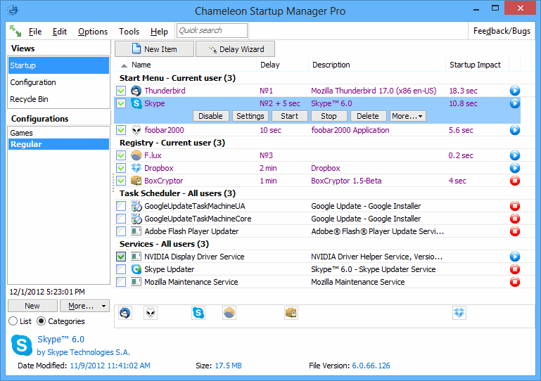 Chameleon Startup Manager Pro screen shot